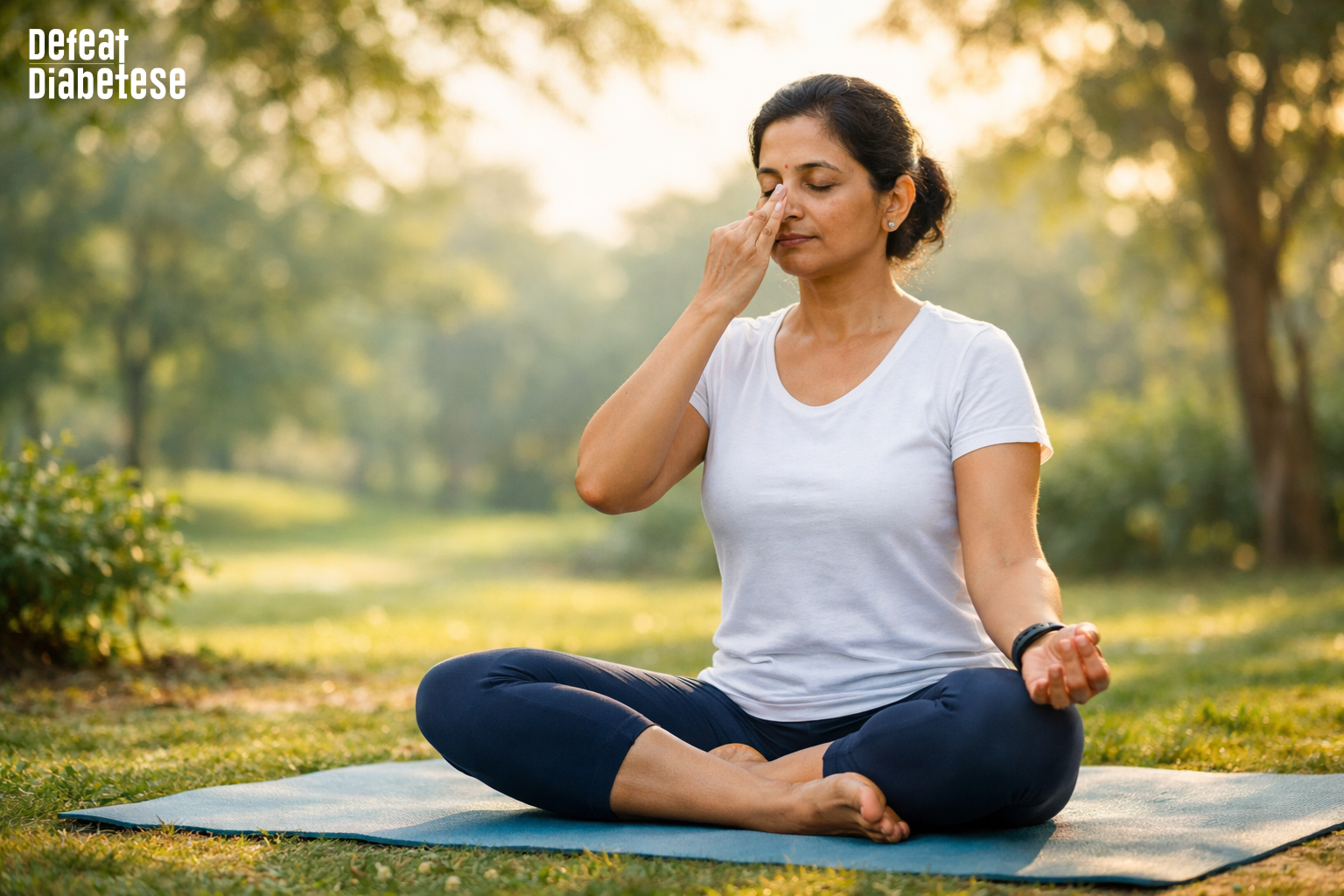 Practicing yoga and pranayama can lower stress, improve insulin sensitivity, and help prevent long-term diabetes complications.